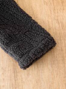 Bebé niño Abrigo teddy con parche de letra con cremallera