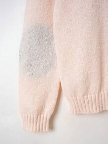 Teen Boy Contrast Panel Cable Knit Sweater - Apricot - View 4