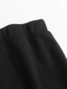 Celure Plus Solid Mermaid Hem Skirt - Black - View 3