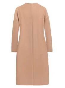 EMERY ROSE 大碼落肩袖翻蓋細節圍裹下擺花呢外套 - 卡其色 - 查看 2