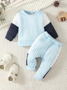 Đứa bé trai Khối màu Áo nỉ & Đường may bên cạnh tương phản Quần thể thao - Nhiều màu - Xem 4