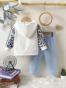 男嬰字母圖案連帽衫和褲子 - 彩色 - 查看 2