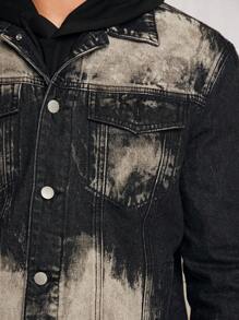 Manfinity VCAY Men Tie Dye Flap Detail Denim Jacket - Black - View 5