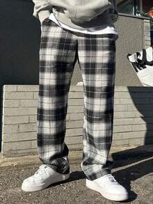 DAZY 適合日常穿著的男士方格紋側口袋長褲 - 黑色 - 查看 4