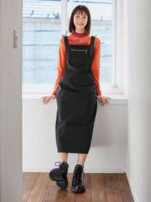 FRIFUL Zip Pocket Overall Dress Without Tee
