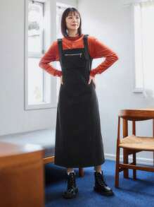 FRIFUL Zip Pocket Overall Dress Without Tee