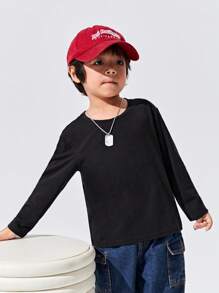 SHEIN 男小童字母&火箭印花T恤 - 黑色 - 查看 6