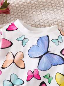 Baby Girl Butterfly Print Sweatshirt & Sweatpants