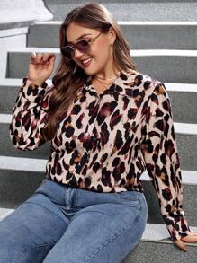 SHEIN LUNE Plus Size Leopard Print Shirt