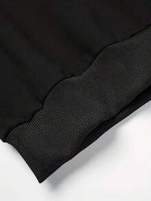 男士撞色字母圖案抽繩連帽衫 - 深灰色 - 查看 4