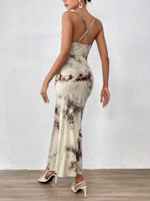 SHEIN Privé 紮染垂領吊帶洋裝 - 彩色 - 查看 2