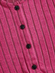 SHEIN EZwear 前紐扣條紋針織夾克&背心洋裝 - 玫紅色 - 查看 6