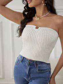 Zolique Vòng liên Ống Knit ngọn - trắng - Xem 5