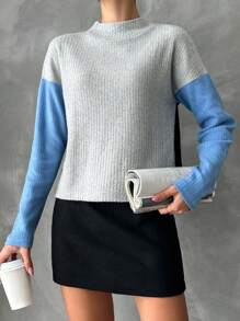 RueChic Women's Color Block Drop Shoulder T-shirt And Skirt Set - Multicolor - View 1