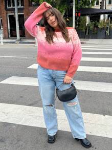 SHEIN Essnce Plus Colorblock Drop Shoulder Sweater Fall/Winter - Multicolor - View 6