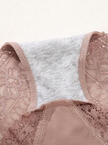 Plus Contrast Lace Panty - Mocha Brown - View 6