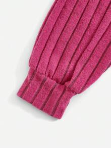 SHEIN EZwear 前紐扣條紋針織夾克&背心洋裝 - 玫紅色 - 查看 3