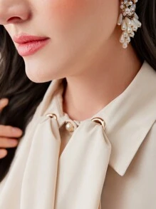 Modelyn 女士帶有折疊設計的優雅襯衫 - 杏色 - 查看 6