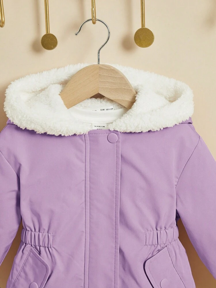Baby Girl 1pc Teddy Lined Hooded Coat