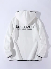 Manfinity Sport Corelite 男士字母印花連帽拉鍊運動外套運動上衣 - 白色 - 查看 2