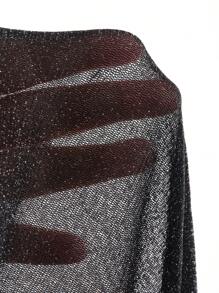 Dazy Star 生菜边透明网眼上衣（无胸罩）外出上衣节日长袖女式上衣，秋季女装 - 黑色 - 查看 9