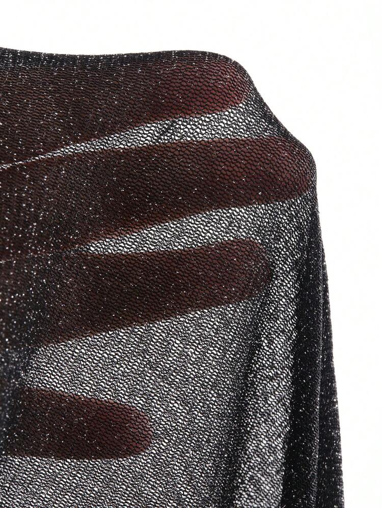 Lettuce Trim Sheer Mesh Top Without Bra Going Out Tops Festival Long Sleeve Women Tops,Fall Women Clothes