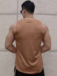 Manfinity Hypemode Men's Sleeveless Tank Top With Letter Print - Khaki - View 2