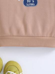 Little Girls' Letter Printed Round Neck Sweatshirt - Camel - View 6