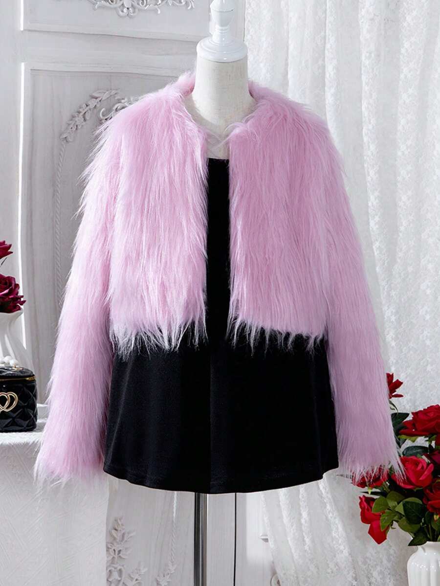 SHEIN Chicas Cazadora ( grande ) corto fiesta para vestirse fiesta - Rosa - Ver 1