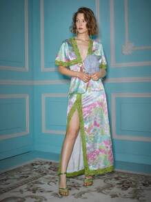 Alice McCall Áo cánh ren buộc phía trước họa tiết hoa Bohemian Boho thiết kế cho mùa hè, ngày lễ, kỳ nghỉ, bãi biển, lễ hội, phù hợp với Ibiza - Nhiều màu - Xem 4