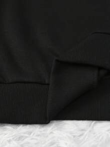 INAWLY Letter & Butterfly Graphic Drop Shoulder Sweatshirt - Black - View 4