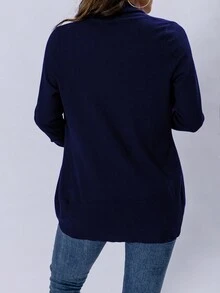 AAmilife 纯色休闲设计开衫 - 寶藍色 - 查看 2