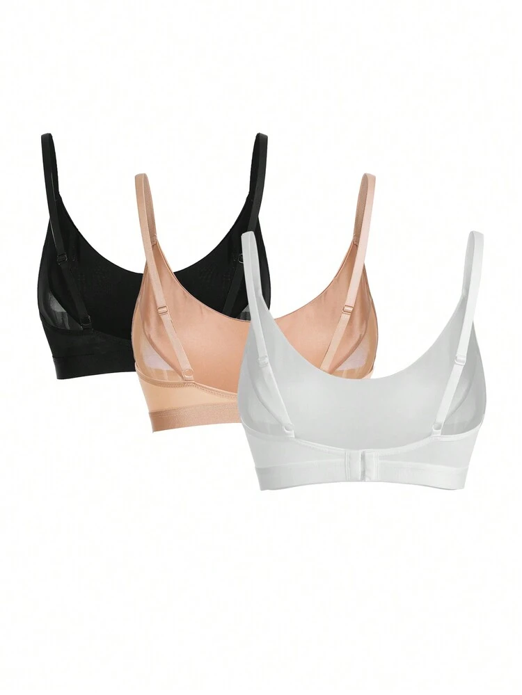 Leisure 3pcs Solid Backless Bra