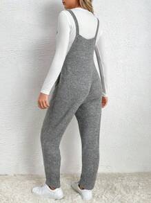 SHEIN Maternity Solid Overall Jumpsuit Without Tee - Light Grey - View 2