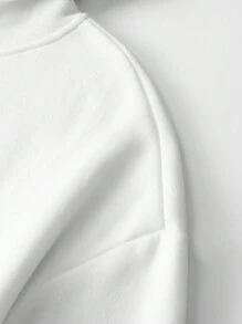Men Slogan & Skull Print Drop Shoulder Thermal Lined Drawstring Hoodie, For Halloween - White - View 4