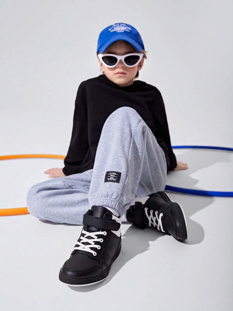 Fashionable And Casual Color Blocking High-top Warm Kids' Sneakers