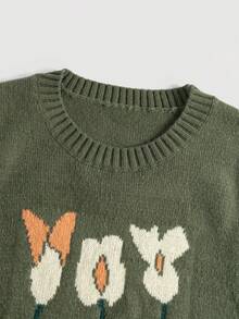 Flirla Plus Floral & Butterfly Pattern Sweater Vest