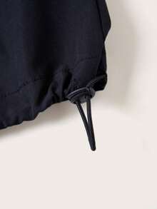 SHEIN EZwear 拉鏈開襟抽繩連帽夾克 - 藏蓝色 - 查看 3
