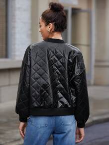 BizChic Abrigo Acolchado Con Cuello Para Mujer