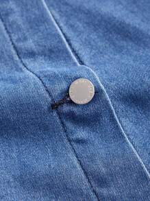 Vintamour Falda Vaquera Con Botones Delanteros Para Mujer - Azul lavado oscuro - Ver 4