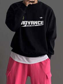 DAZY Nam Đồ họa Chữ cái Thả vai Áo chui đầu Without Tee - màu đen - Xem 1