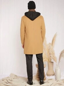 Manfinity VCAY Hombres 1 pieza Abrigo de cuello con solapa - Marrón - Ver 2