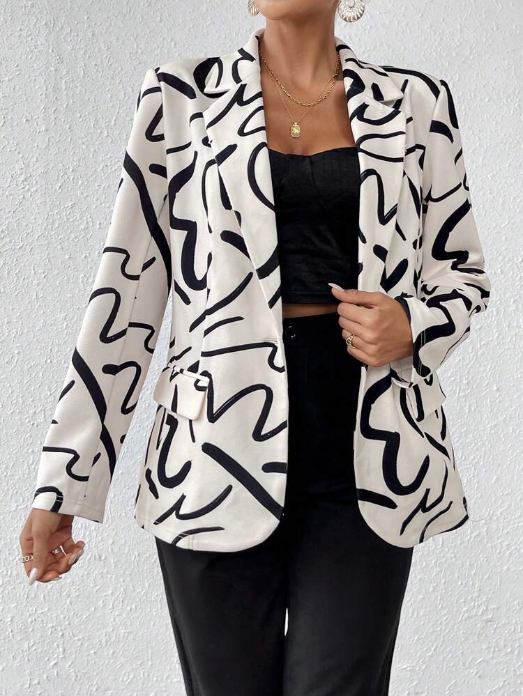 Women's Printed Lapel Blazer Jacket