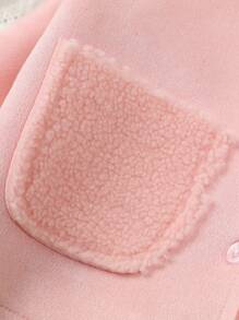 Baby Girl Dual Pocket Raglan Sleeve Teddy Lined Coat