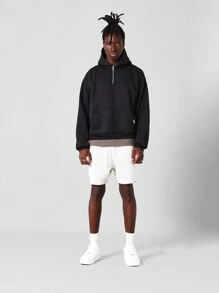 SUMWON 常规款基本款半拉链连帽衫 - 黑色 - 查看 3