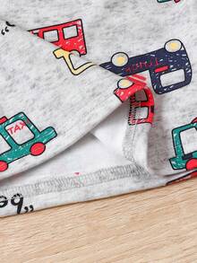 SHEIN Conjunto De Pijama Para Bebé Niño Con Estampado De Carro Y Ajuste Ceñido - Gris - Ver 6