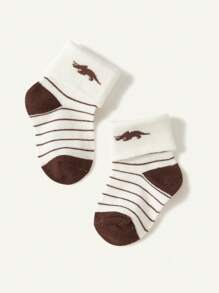 Cozy Pixies 6pairs/pack Cute Dinosaur Pattern Baby Socks With Folded Cuff - Multicolor - View 8