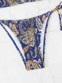 SHEIN Swim Paisley Print Halter Tie Side Bikini Set Summer - Multicolor - View 8