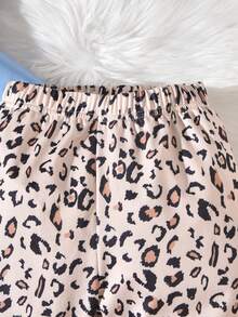 SHEIN 女大童豹紋和字母圖案連帽衫&喇叭褲 - 藍色 - 查看 6