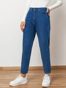 RueChic High Waist Mom Fit Jeans - Medium Wash - View 5